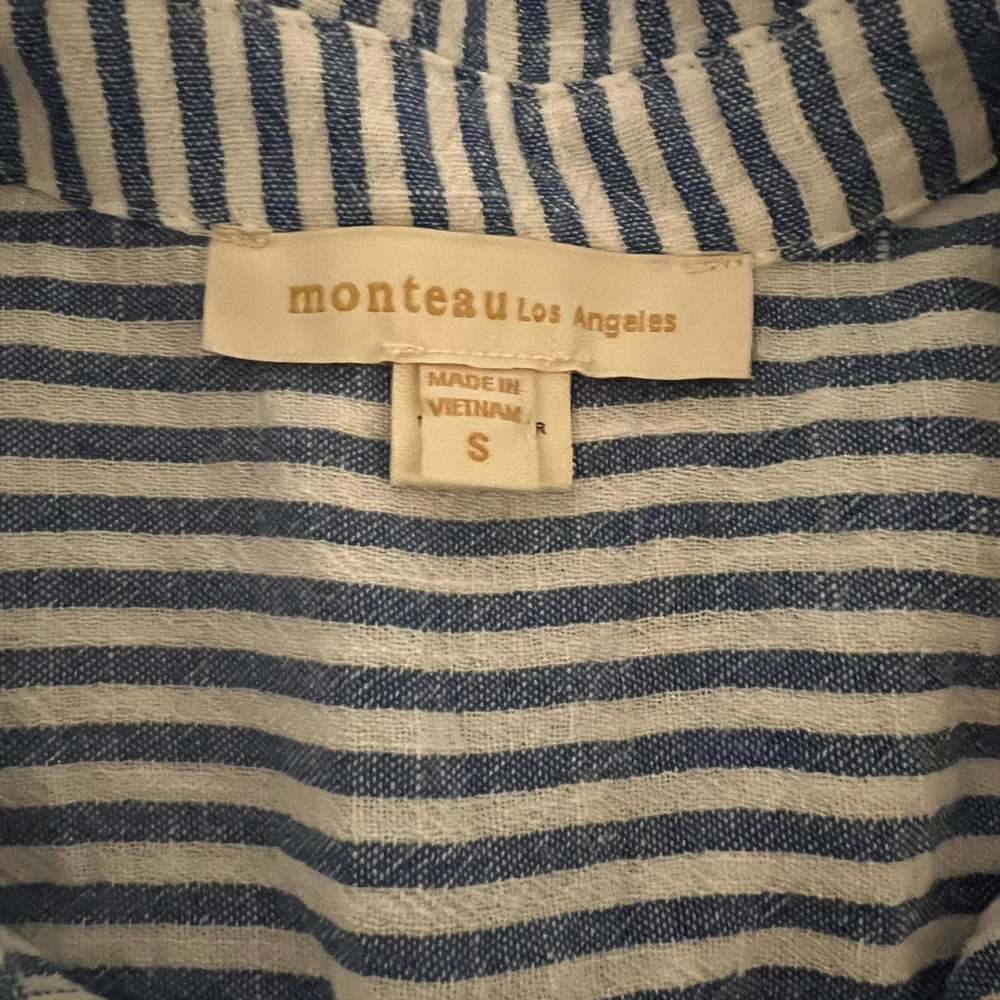 Navy and White Striped Button-Up shirt - Picture 3 of 7